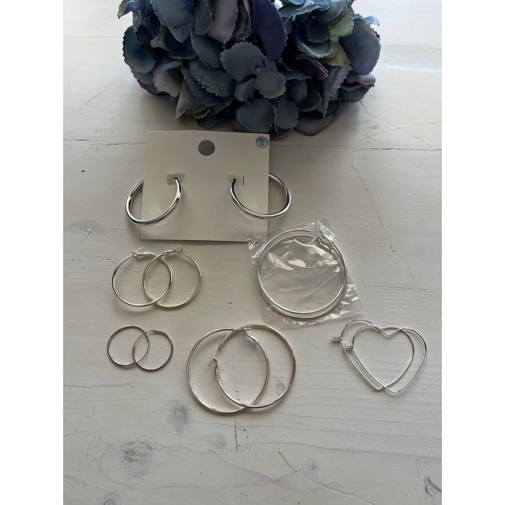 New Forever‎ 21 Hoop Earrings plus Silver Tone Fashion Jewelry lot